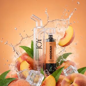 Joy Hookah 40,000 Puffs Peach Ice Flavour with Portable Glass Dab Bubbler (Refillable)