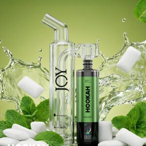 Joy Hookah 40,000 Puffs Gum Mint Flavour with Portable Glass Dab Bubbler (Refillable)